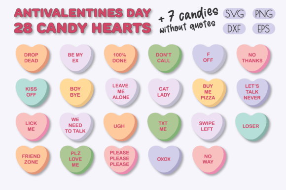 Anti Valentine’s Day Candy Hearts Bundle Graphics for Crafts