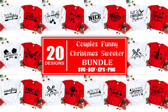 Couple Ugly Christmas Sweater Graphics for Crafts