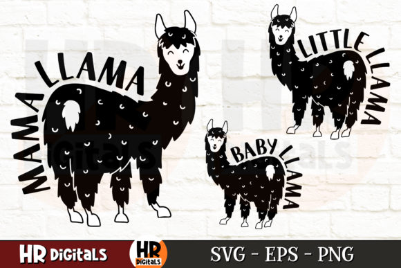 Cute Matching Mama Little Baby Llama Set Graphics for Crafts
