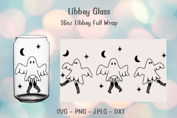 Dancing Funny Ghost Can Glass Svg