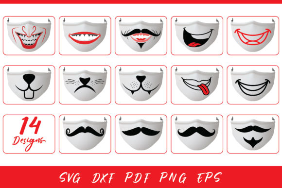Funny Face Mask SVG Bundle Graphics for Crafts
