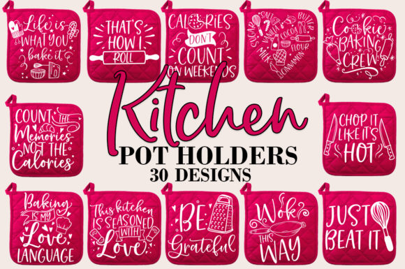 Funny Kitchen Pot Holder Bundle Graphics for Crafts