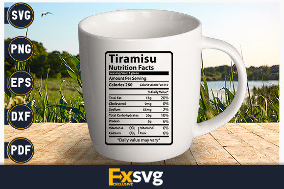 Tiramisu Nutrition Facts Graphics for Crafts